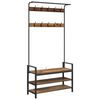 vidaXL Kapstok met plank Oudhout 95 x 34 x 184 cm Bewerkt hout