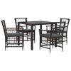 vidaXL Buiten eettafelset 5 st Zwart poly rattan