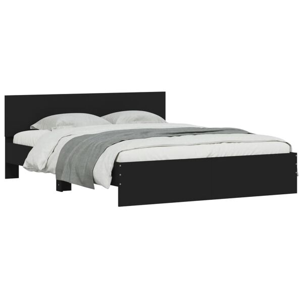 vidaXL Bedframe met hoofdeinde zwart 140x190 cm