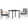 vidaXL Tuin eettafelset met kussen 3 pcs Beige en zwart Rattan