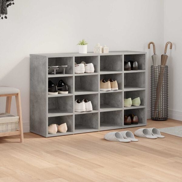 vidaXL Schoenenkast met plank Betongrijs 103 x 30 x 67 cm Bewerkt hout