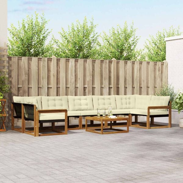 vidaXL Buiten bankenset met kussen 8 pcs Natuurlijk en Cr&egrave;me