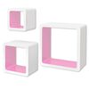 vidaXL Wandplanken kubus 6 st wit en roze