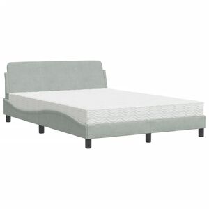 vidaXL Bed met matras "Dover" fluweel lichtgrijs 120x200 cm