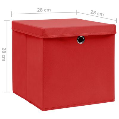 vidaXL Opbergboxen met deksel 10 st 28x28x28 cm rood