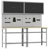 vidaXL Werkbankset met plank 8 pcs Zwart en Grijs Gepoedercoat staal