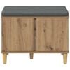 vidaXL Halbank met kussen met opslag Artisan Eiken 60 x 38 x 46 cm
