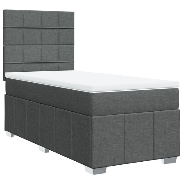 vidaXL Boxspring met matras stof donkergrijs 90x190 cm