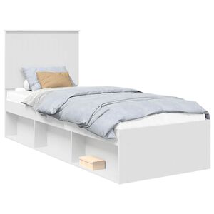 vidaXL Bedframe met hoofdeinde Wit 75 x 190 cm Massief grenenhout