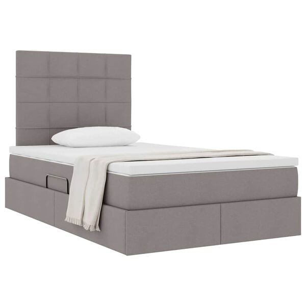 vidaXL Opslag bed met matras met matras Taupe 120 x 200 cm Polyester