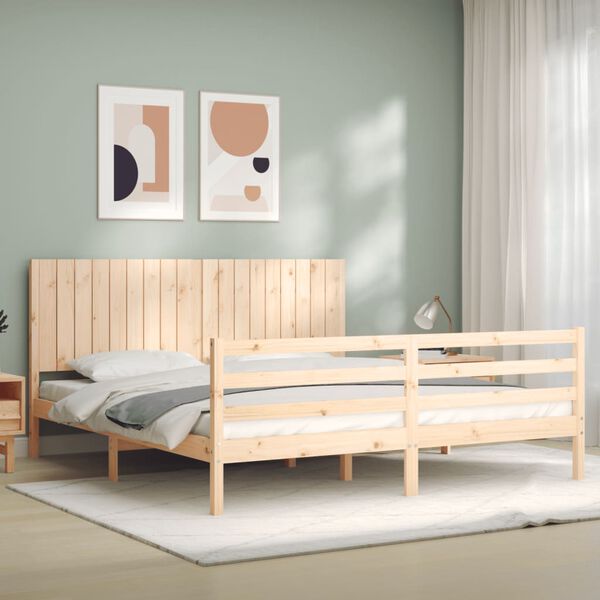 vidaXL Bedframe met hoofdbord massief hout