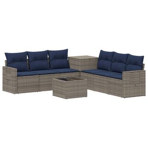 vidaXL Bankstel 8 st Grijs en Marineblauw 55 x 55 x 37 cm