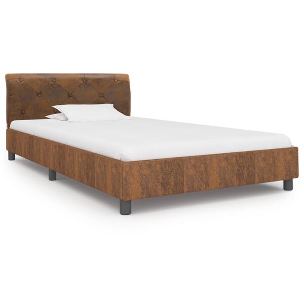 vidaXL Bedframe kunstsu&egrave;de bruin 100x200 cm