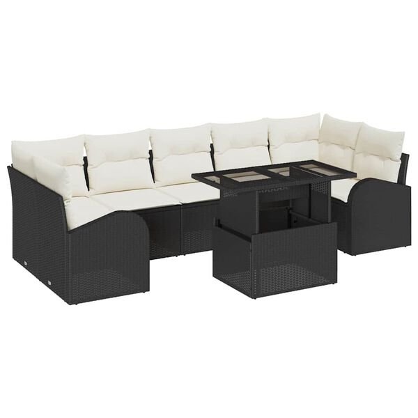 vidaXL Tuin Sofa Set met kussen 8 pcs Zwart Poly riet