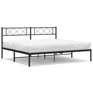 vidaXL Bedframe met hoofdbord metaal gerookt eikenkleurig 90x190 cm