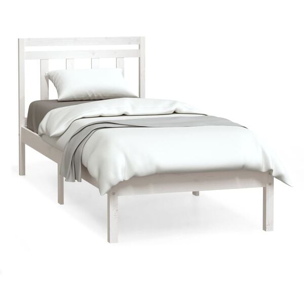vidaXL Bedframe massief hout wit 90x190 cm