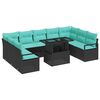 vidaXL Tuin Sofa Set 10 st 9-Aantal zitplaatsen Zwart en Blauw