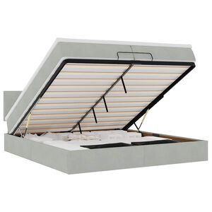 vidaXL Ottoman bed met matrassen en LED's 200x200cm fluweel lichtgrijs