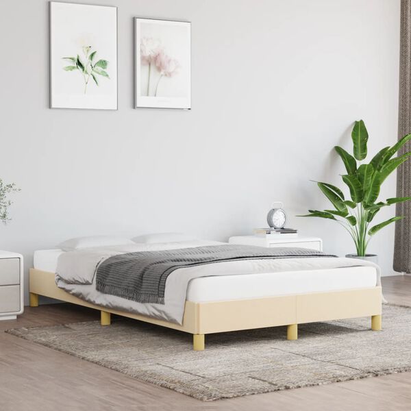 vidaXL Bedframe zonder matras 120x200 cm stof cr&egrave;mekleurig