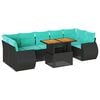 vidaXL 8-delige Loungeset met kussens poly rattan zwart