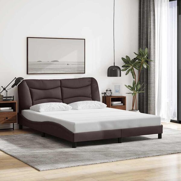 vidaXL Bedframe zonder matras "Hvar" stof donkerbruin 160x200 cm