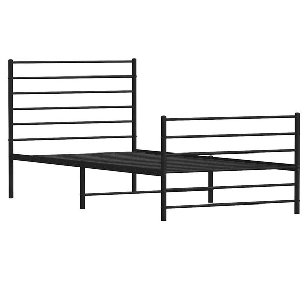 vidaXL Bedframe met hoofd- en voeteneinde metaal zwart 100x200 cm