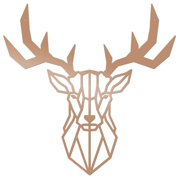 Homemania Wanddecoratie hert 51x51 cm staal koperkleurig