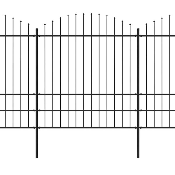 vidaXL Tuinhek met speerpunt staal 1248x200 cm zwart