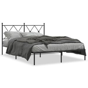 vidaXL Bedframe met hoofdbord metaal zwart 135x190 cm