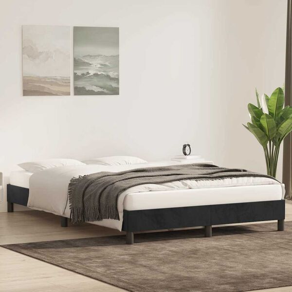 vidaXL Bedframe zonder matras 140x220 cm fluweel zwart