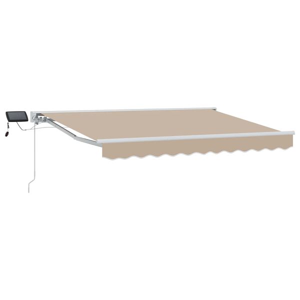vidaXL Handmatige Luifelhouder met LED's Beige 3,5 x 2,5 m