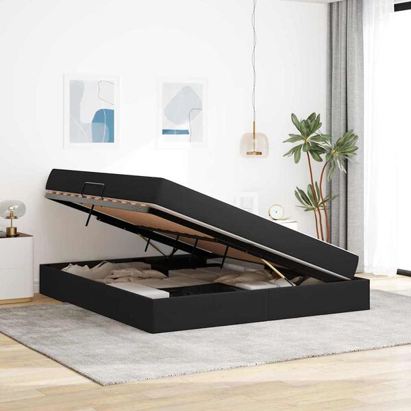 vidaXL Opbergbed met matras met matras Zwart 160 x 200 cm Fluweel