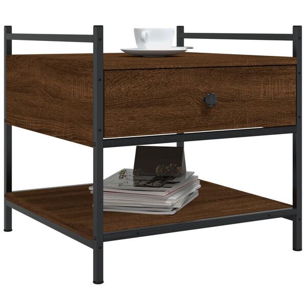 vidaXL Salontafel 50x50x50 cm bewerkt hout bruin eikenkleur