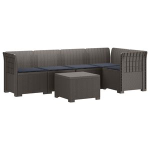 vidaXL 5-Zits Tuin Sofa met Kussens Rattan Look PP Lichtgrijs