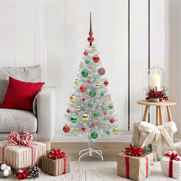vidaXL Kerstboom met 150 LED met standaard Zilver 120 cm PET