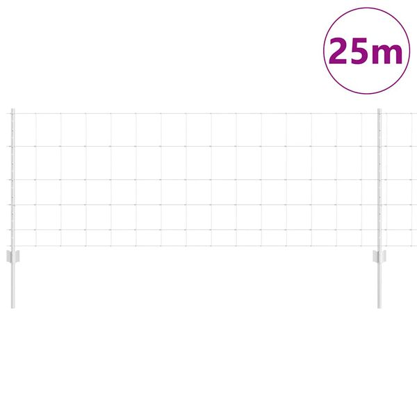 vidaXL Hek met Paal Zilver 0,8 x 25 m Staal