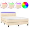 vidaXL Boxspring met matras en LED stof cr&egrave;mekleurig 140x190 cm