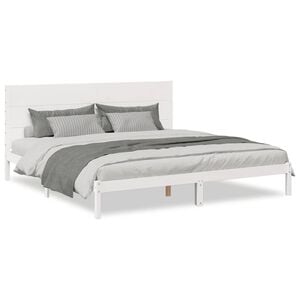 vidaXL Bedframe extra lang zonder matras massief hout wit 180x210 cm
