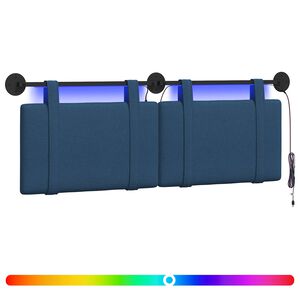 vidaXL Hangend hoofdbord Met LED-verlichting Blauw Stof