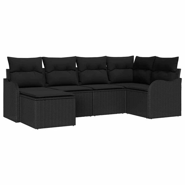 vidaXL Tuin Sofa Set 6 pcs Zwart poly rattan