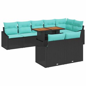 vidaXL Tuinbankenset 9 st 8-Aantal zitplaatsen Zwart en Teal