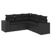 vidaXL 5-delige Loungeset met kussens poly rattan zwart