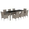 vidaXL 9-delige Tuinset met kussens poly rattan en glas grijs