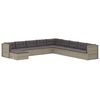 vidaXL 10-delige Loungeset met kussens poly rattan grijs