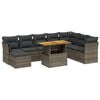 vidaXL 9-delige Loungeset met kussens poly rattan grijs