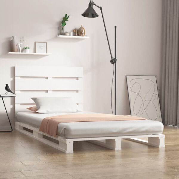 vidaXL Bedframe massief grenenhout wit 90x190 cm