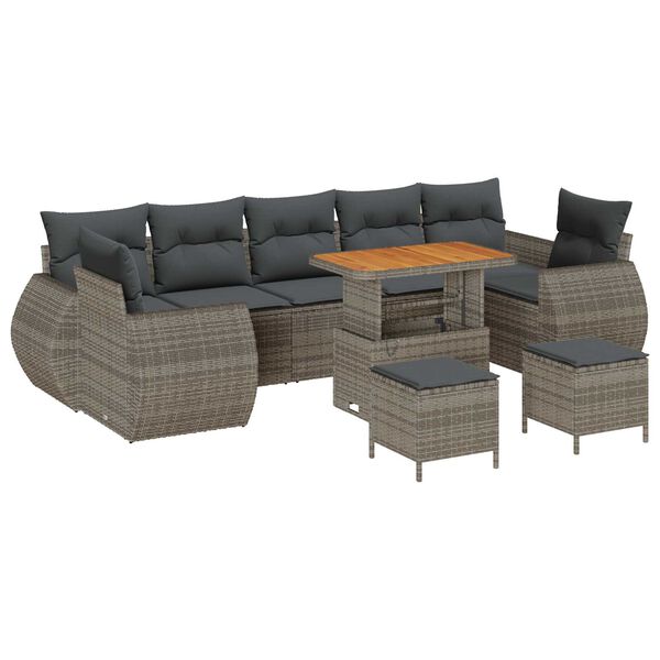 vidaXL Tuin Sofa Set 10 pcs Grijs Poly rattan en gepoedercoat staal