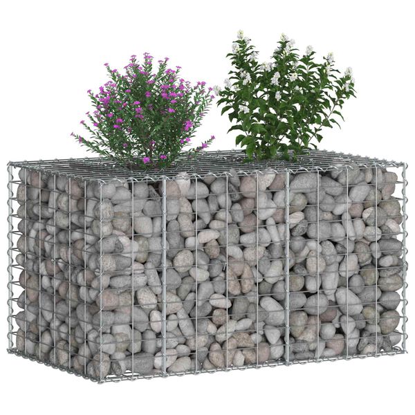 vidaXL Gabion Verhoogd Bed Zilver 100 x 60 x 55 cm