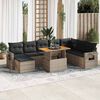 vidaXL 9-delige Loungeset met kussens poly rattan grijs