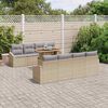 vidaXL Tuin Sofa Set met opslag 9 pcs Beige Poly riet